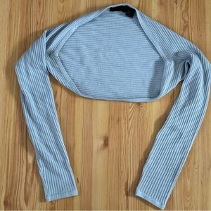 Express Rib Knit Shrug in Light Blue